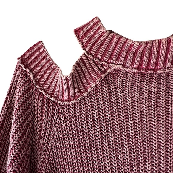 FREE PEOPLE NWOT CORAZON HALF MOON BAY COLD SHOULDER COTTON KNIT SWEATER MEDIUM - Picture 4 of 14